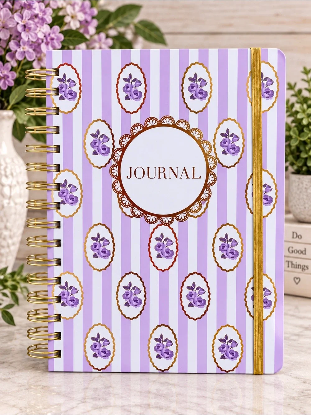 Journal w/Gold Pen & Memo Pad: Lavender Floral NWOT